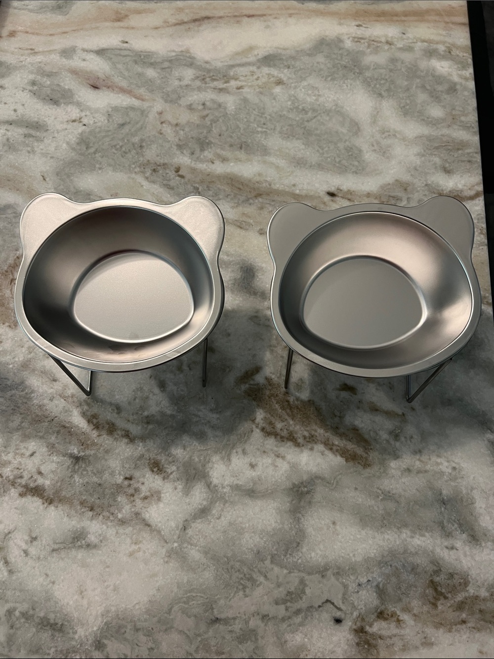 Silver Elevated Pet Bowl Set of 2